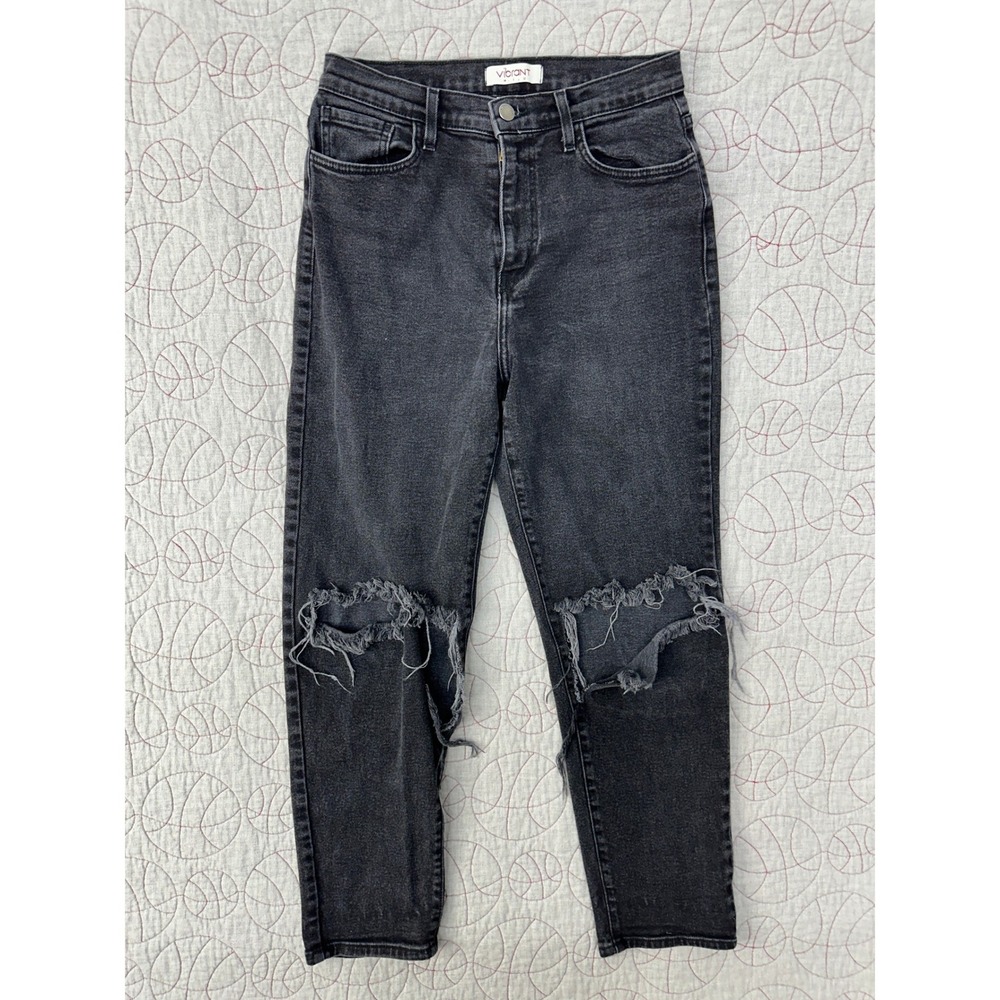 Vibrant‎ M.I.U. Jeans Black Distressed Ripped Knee / Womens 11 W29